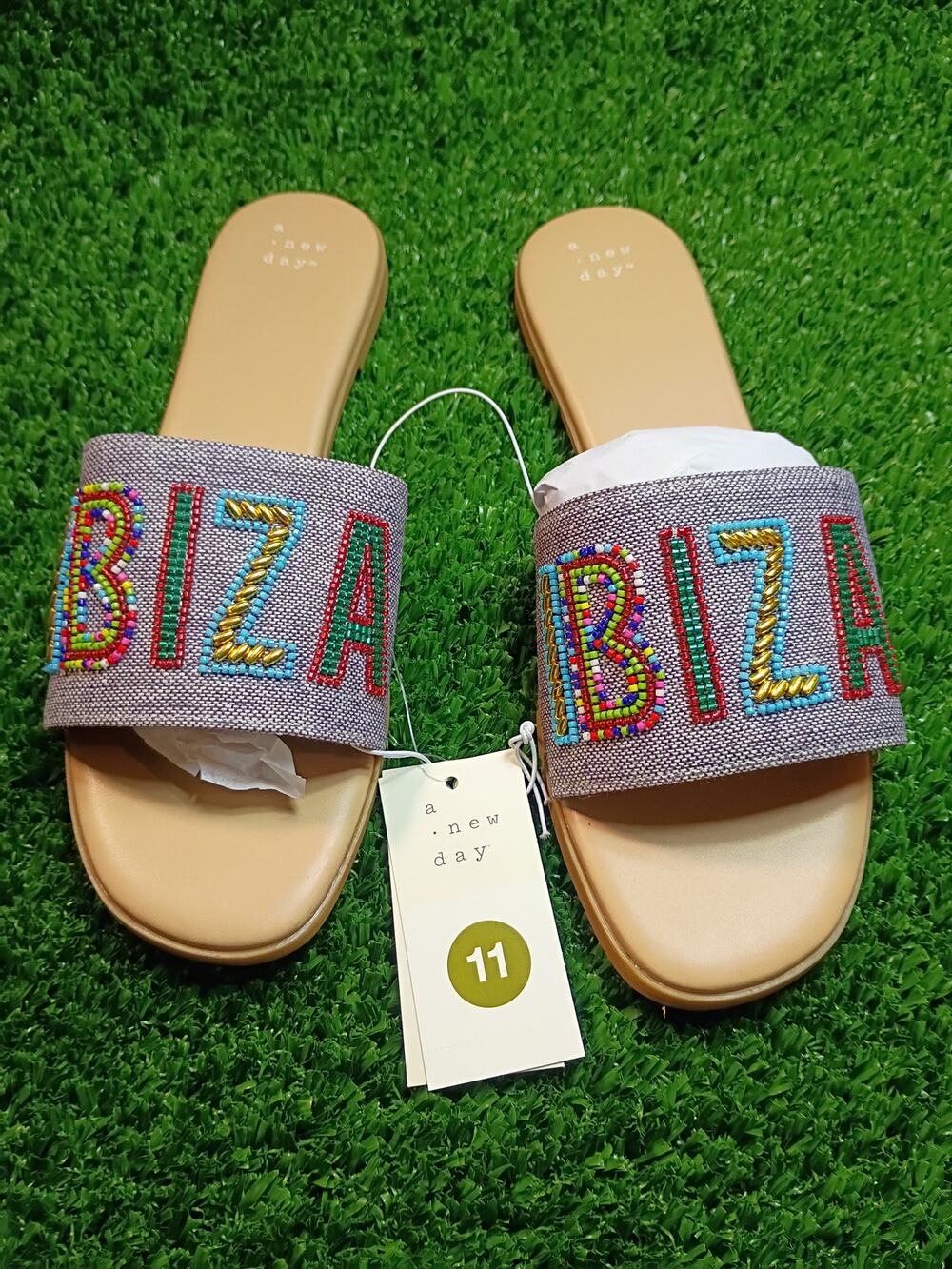 A New Day Women's Nehemia Beaded Ibiza Slide Sandals 11